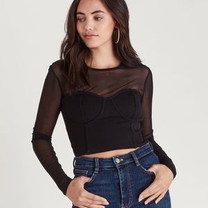 Sheer cropped bustier top